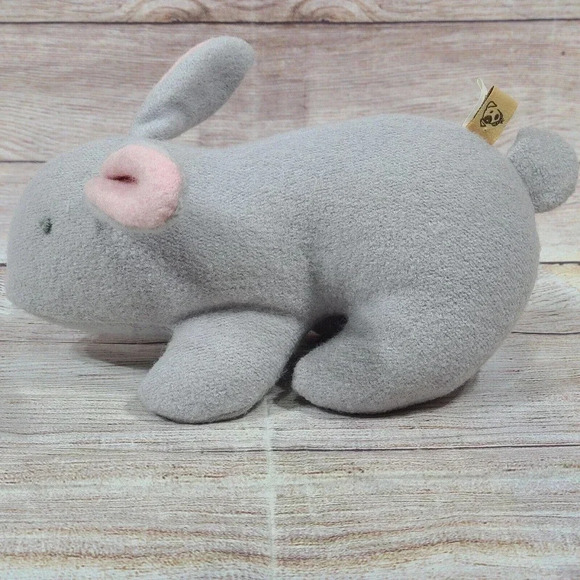 Jax And Bones Plush Wool Bunny Rabbit Stuffed Dog Toy Gray Pink 8.5" - Picture 3 of 6